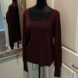 Talbots Deep Burgundy Square Neck Sweater